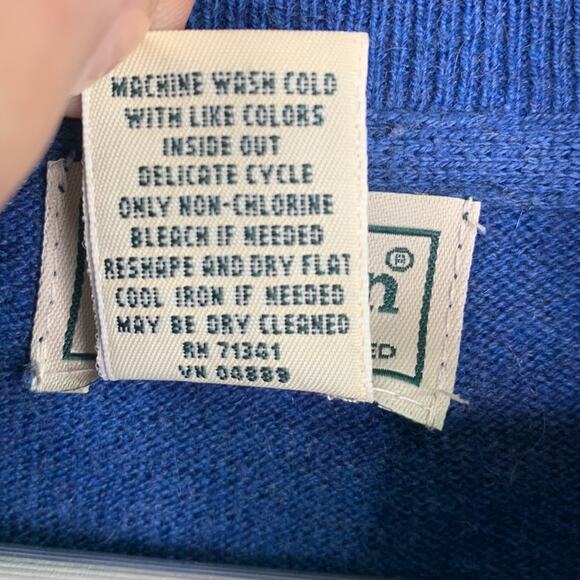 L.L. Bean Men’s Blue Cotton/Cashmere Sweater, Quarter-Zip M-047 Sz XL - Picture 4 of 7